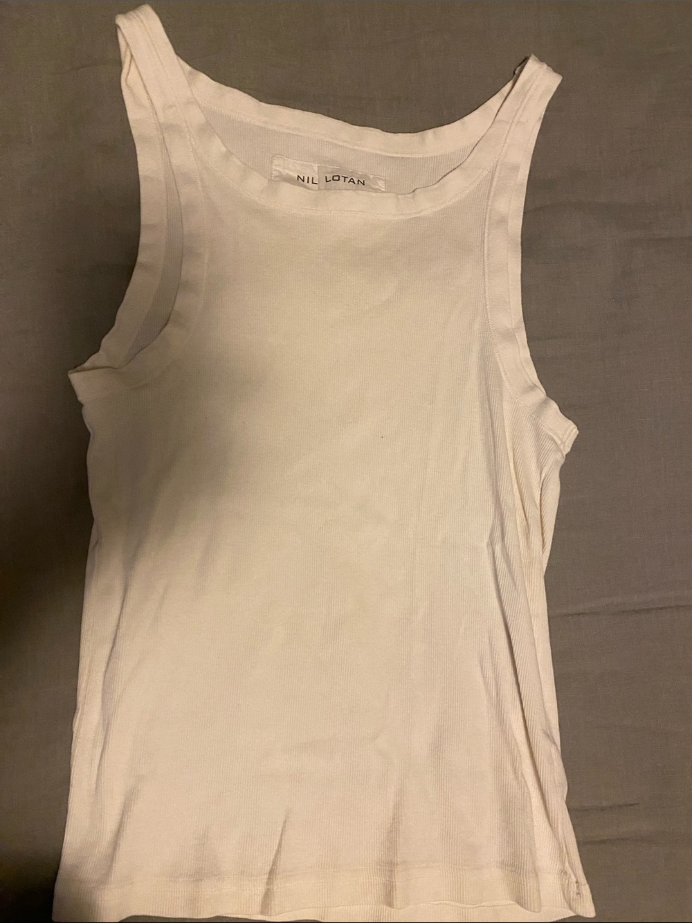Nili Lotan Cream Ribbed Sleeveless Tank